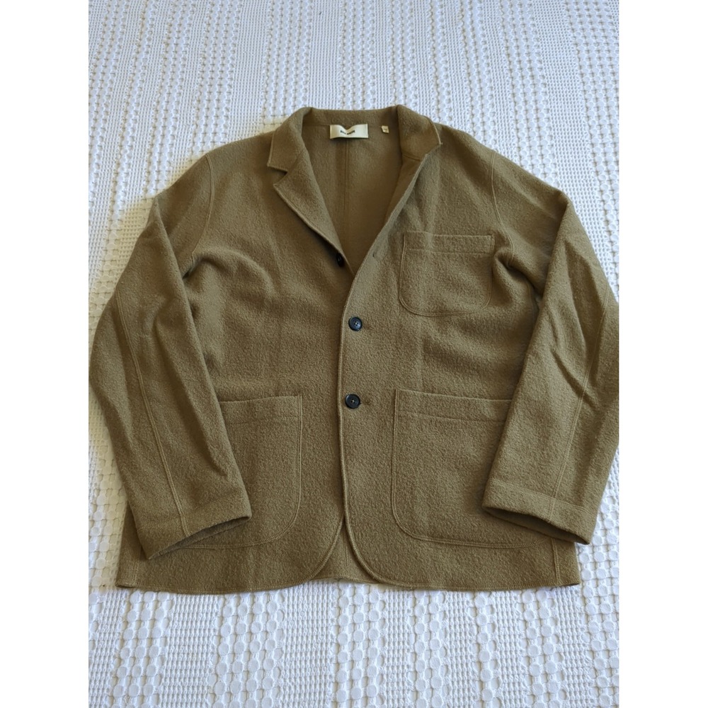Buck Mason Felted Wool Chore 3 Button Coat Button Size Medium Brown